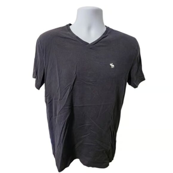 Abercrombie & Fitch Men's Black Large Cotton V-Neck Moose T-Shirt Single Stitch - Picture 1 of 3